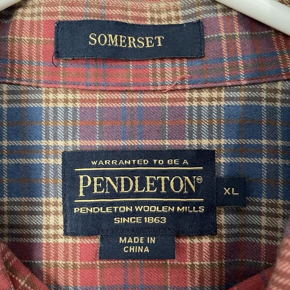 Pendleton Somerset‎ Flannel Shirt Mens XL Wool Cotton Blend Plaid Button Down - Picture 4 of 11